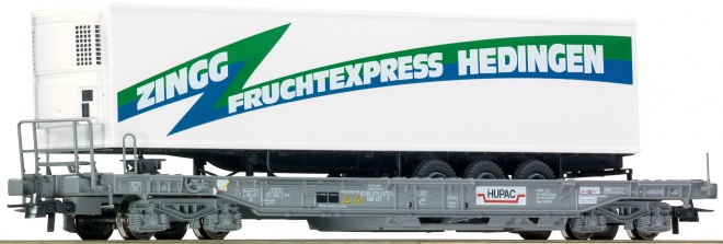 Flat car HUPAC loaded with trailer Zingg FruchtExpress<br /><a href='images/pictures/Roco/161476.jpg' target='_blank'>Full size image</a>